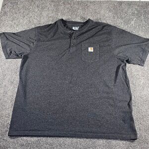 Carhartt Henley Shirt Mens 3XL Gray K84-026 Loose Fit Short Sleeve Pocket Tee